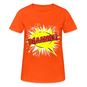 Danie Name Lustige Sprechblase Daaaniel! - Frauen T-Shirt atmungsaktiv - Neonorange - Vorne - AI Model Female 172 dark (172cm)