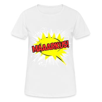 Markus Nom Drôle Bulle Maaarkus ! - T-shirt respirant Femme - blanc - Devant - AI Model Female 172 dark (172cm)