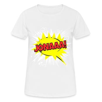 Jonah Name Funny Speech Bubble Jonaaa! - Women's Breathable T-Shirt - white - Front - AI Model Female 172 dark (172cm)