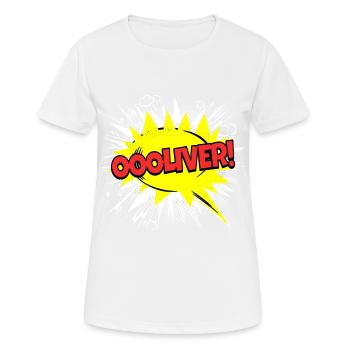 Oliver nom drôle bulle Oooliver ! - T-shirt respirant Femme - blanc - Devant - AI Model Female 172 dark (172cm)