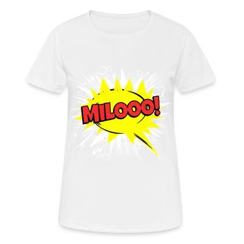 Milo Name Lustige Sprechblase Milooo! - Frauen T-Shirt atmungsaktiv - Weiß - Vorne - AI Model Female 172 dark (172cm)