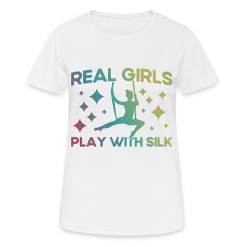 Aerial Yoga Gymnastinnen Aerial Yoga Aerial Silk G - Frauen T-Shirt atmungsaktiv - Weiß - Vorne - AI Model Female 172 dark (172cm)