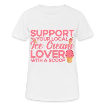 Soutenez l’amateur local de crème glacée Eiscrem - T-shirt respirant Femme - blanc - Devant - AI Model Female 172 dark (172cm)