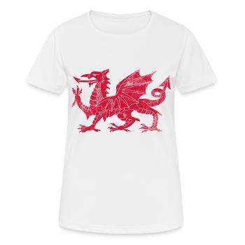 Wales Dragon Flag - Women's Breathable T-Shirt - white - Front - AI Model Female 172 dark (172cm)