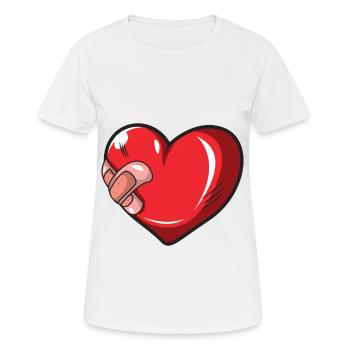 Coeur blessé avec cadeau en plâtre - T-shirt respirant Femme - blanc - Devant - AI Model Female 172 dark (172cm)