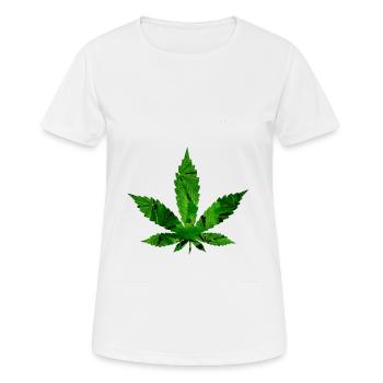 Feuille de cannabis - T-shirt respirant Femme - blanc - Devant - AI Model Female 172 dark (172cm)