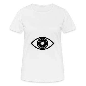 drittes Auge Fotokamera - Frauen T-Shirt atmungsaktiv - Weiß - Vorne - AI Model Female 172 dark (172cm)