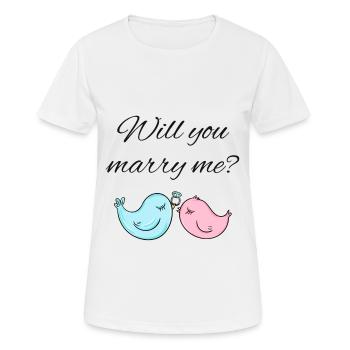 Demande de mariage - T-shirt respirant Femme - blanc - Devant - AI Model Female 172 dark (172cm)