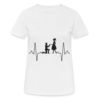Demande en mariage Battements de coeur - T-shirt respirant Femme - blanc - Devant - AI Model Female 172 dark (172cm)