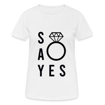 Demande de mariage - T-shirt respirant Femme - blanc - Devant - AI Model Female 172 dark (172cm)