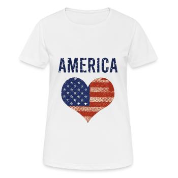 Amérique coeur - T-shirt respirant Femme - blanc - Devant - AI Model Female 172 dark (172cm)