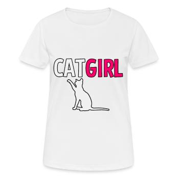 Cat girl Katzendame - Frauen T-Shirt atmungsaktiv - Weiß - Vorne - AI Model Female 172 dark (172cm)
