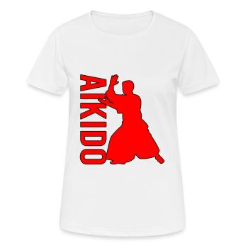 Aikido - Frauen T-Shirt atmungsaktiv - Weiß - Vorne - AI Model Female 172 dark (172cm)