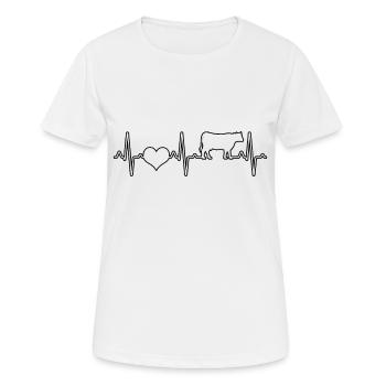Kuh Rind Herzschlag - Frauen T-Shirt atmungsaktiv - Weiß - Vorne - AI Model Female 172 dark (172cm)