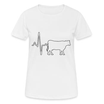 Kuh Rind Herzschlag - Frauen T-Shirt atmungsaktiv - Weiß - Vorne - AI Model Female 172 dark (172cm)