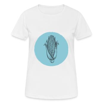 Mais - Frauen T-Shirt atmungsaktiv - Weiß - Vorne - AI Model Female 172 dark (172cm)