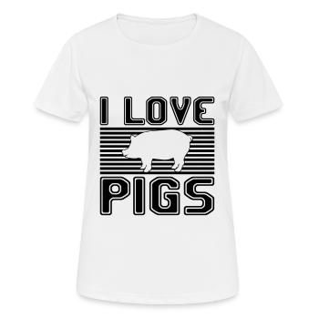 J’adore les cochons - T-shirt respirant Femme - blanc - Devant - AI Model Female 172 dark (172cm)