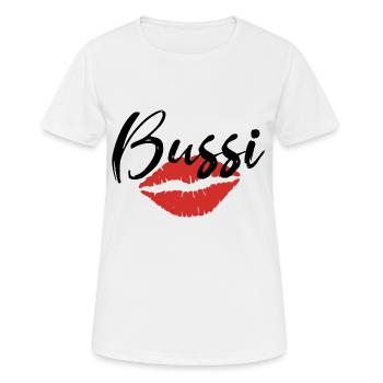 Bussi Kussmund Kuss - Frauen T-Shirt atmungsaktiv - Weiß - Vorne - AI Model Female 172 dark (172cm)