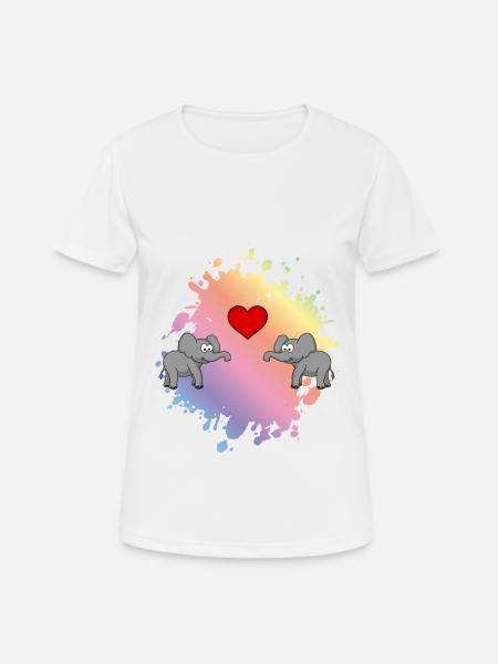 Elefant Comic Paar Liebe - Frauen T-Shirt atmungsaktiv - Weiß