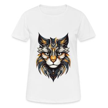 Tête de portrait de chat - T-shirt respirant Femme - blanc - Devant - AI Model Female 172 dark (172cm)