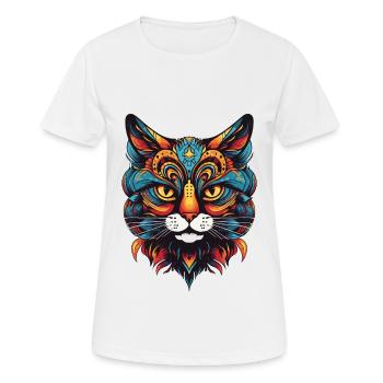 Katze Portrait - Frauen T-Shirt atmungsaktiv - Weiß - Vorne - AI Model Female 172 dark (172cm)