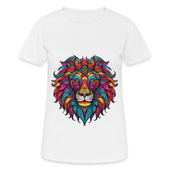 Löwe Portrait - Frauen T-Shirt atmungsaktiv - Weiß - Vorne - AI Model Female 172 dark (172cm)