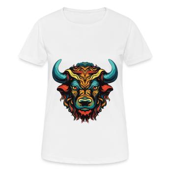 Taureau Portrait Taureau - T-shirt respirant Femme - blanc - Devant - AI Model Female 172 dark (172cm)