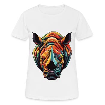 Nashorn Portrait - Frauen T-Shirt atmungsaktiv - Weiß - Vorne - AI Model Female 172 dark (172cm)