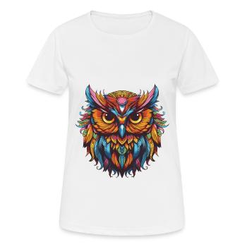 Eule Portrait - Frauen T-Shirt atmungsaktiv - Weiß - Vorne - AI Model Female 172 dark (172cm)