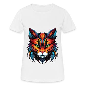 Tête de portrait de chat - T-shirt respirant Femme - blanc - Devant - AI Model Female 172 dark (172cm)