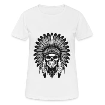 Chef du crâne indien Apache - T-shirt respirant Femme - blanc - Devant - AI Model Female 172 dark (172cm)