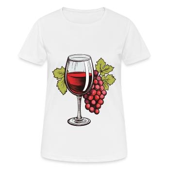 Verre à vin Raisins Vin - T-shirt respirant Femme - blanc - Devant - AI Model Female 172 dark (172cm)