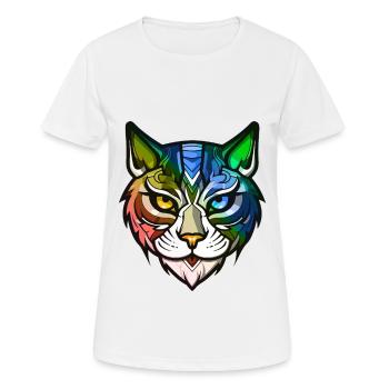 Tête de chat colorée - T-shirt respirant Femme - blanc - Devant - AI Model Female 172 dark (172cm)