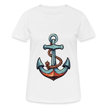 Port d’ancrage - T-shirt respirant Femme - blanc - Devant - AI Model Female 172 dark (172cm)