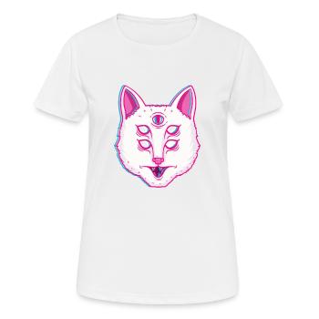 Glitch Cat Leuchtende katze mit Augen - Frauen T-Shirt atmungsaktiv - Weiß - Vorne - AI Model Female 172 dark (172cm)