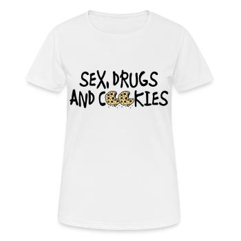 sex_drugs_and_cookies - T-shirt respirant Femme - blanc - Devant - AI Model Female 172 dark (172cm)