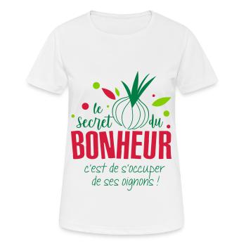 le secret du bonheur s'occuper de ses oignons ! - T-shirt respirant Femme - blanc - Devant - AI Model Female 172 dark (172cm)