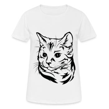 Katzenliebhaber - Elegantes Katzenporträt - Frauen T-Shirt atmungsaktiv - Weiß - Vorne - AI Model Female 172 dark (172cm)