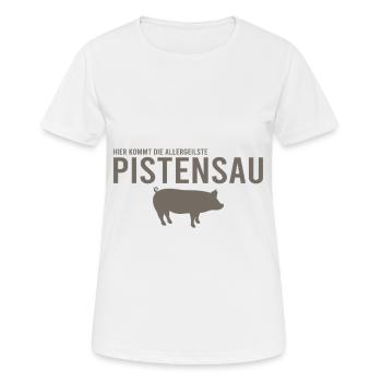 Pistensau Skifahrer Fun - Frauen T-Shirt atmungsaktiv - Weiß - Vorne - AI Model Female 172 dark (172cm)