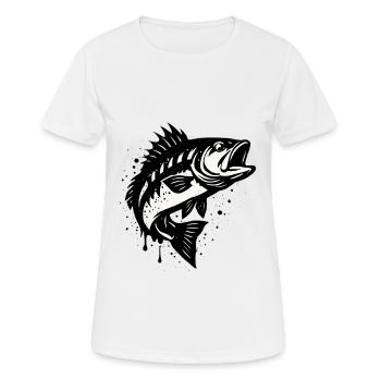 Predatory Fish Splash – Fishing in Style - Women's Breathable T-Shirt - white - Front - AI Model Female 172 dark (172cm)