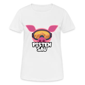 Pistensau Apres Ski Skiurlaub Skigebiet Resort - Frauen T-Shirt atmungsaktiv - Weiß - Vorne - AI Model Female 172 dark (172cm)