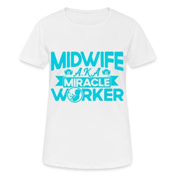 Sage-femme obstétricienne LD Work Gift - T-shirt respirant Femme - blanc - Devant - AI Model Female 172 dark (172cm)