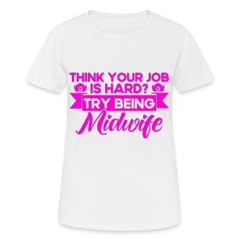 Sage-femme LD Travail Obstétricien Cadeau - T-shirt respirant Femme - blanc - Devant - AI Model Female 172 dark (172cm)