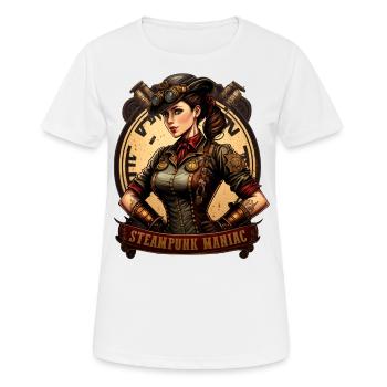 Steampunk Maniac - Frauen T-Shirt atmungsaktiv - Weiß - Vorne - AI Model Female 172 dark (172cm)