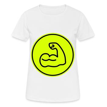 Icône d’haltère musculaire - T-shirt respirant Femme - blanc - Devant - AI Model Female 172 dark (172cm)