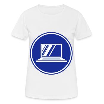 Icône de l’ordinateur portable - T-shirt respirant Femme - blanc - Devant - AI Model Female 172 dark (172cm)