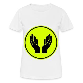 Icône d’icône de mains - T-shirt respirant Femme - blanc - Devant - AI Model Female 172 dark (172cm)