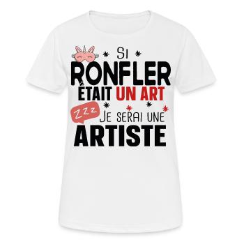 Ronfler Artiste Dormir Cadeau Humour Ronflement - T-shirt respirant Femme - blanc - Devant - AI Model Female 172 dark (172cm)