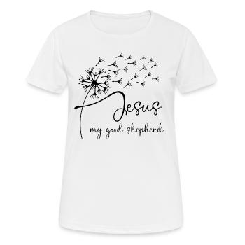 Jesus, my good shepherd has a chic dandelion graph - Women's Breathable T-Shirt - white - Front - AI Model Female 172 dark (172cm)