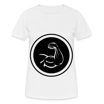 Arm Muskeln Bizeps - Frauen T-Shirt atmungsaktiv - Weiß - Vorne - AI Model Female 172 dark (172cm)